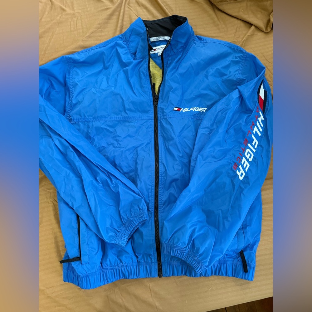 Tommy Hilfiger Athletic Windbreaker Jacket Rare 90’s Spellout Lined Mens Large